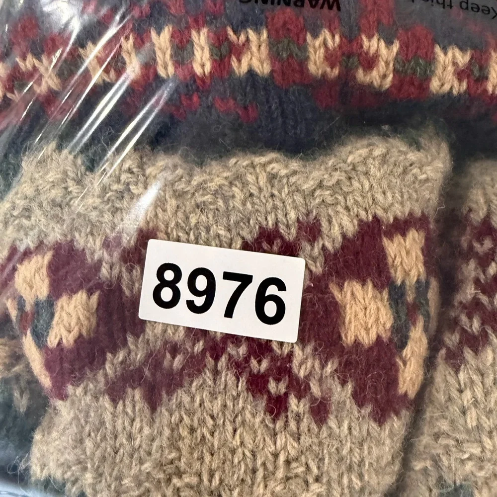 INSANE Polo Ralph Lauren Hand Knit Wool Aztec Beige & Burgundy Crewneck Sweater